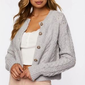 Forever21 Faux Pearl-Button Cardigan - M